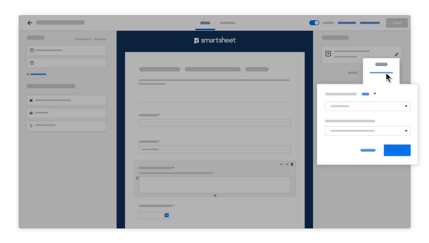 Construtor de formulários do Smartsheet com lógica de formulário