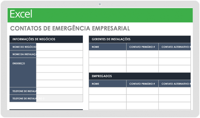 Modelo de contato de emergência comercial