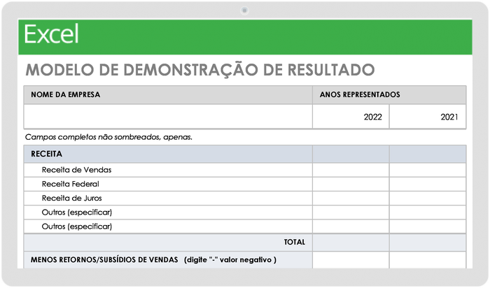 Modelo de Demonstração de Resultados