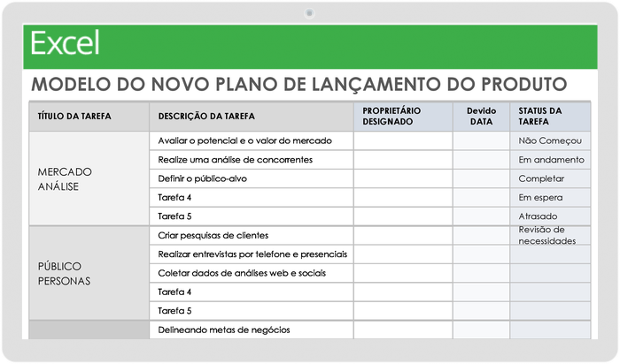  Modelo de Plano de Lançamento de Novo Produto