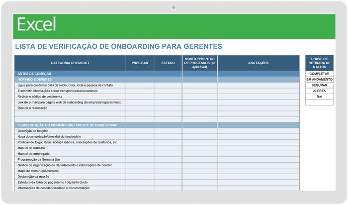 Lista de verificação de integração para gerentes