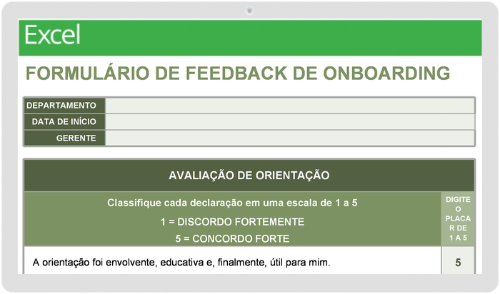 Formulário de feedback de integração