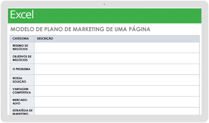 Plano de marketing de uma página