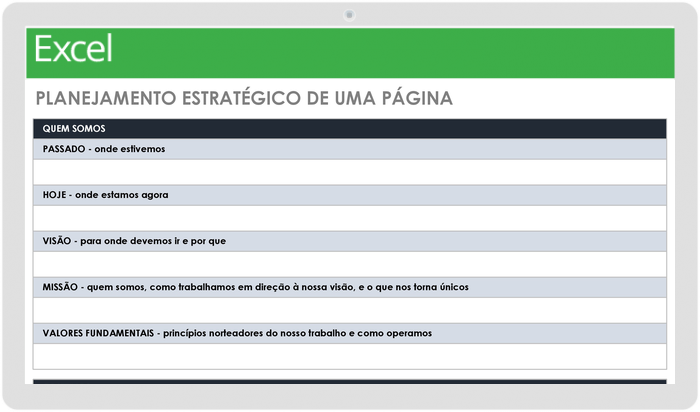 Modelo de Planejamento Estratégico de Uma Página