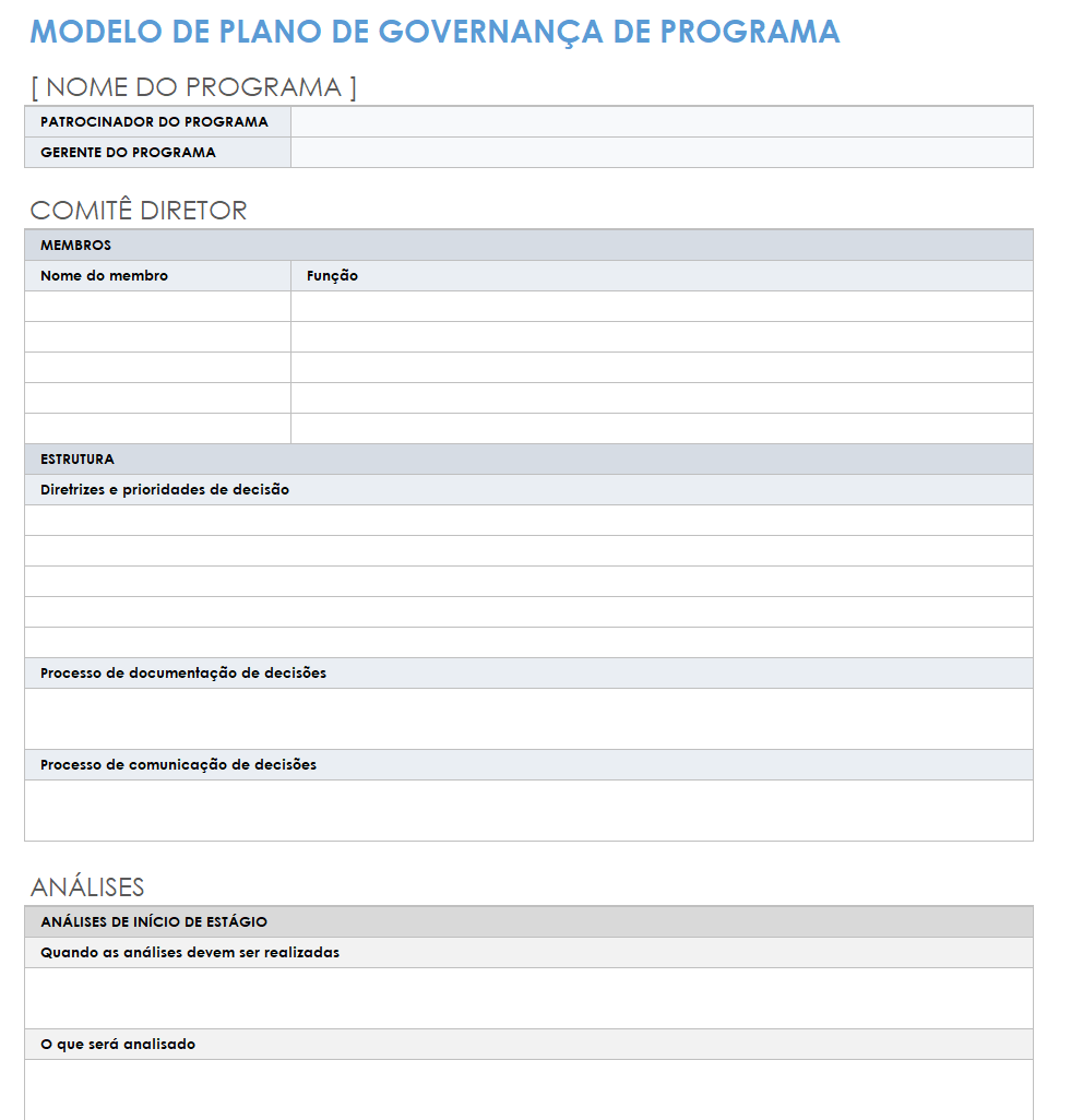 Plano de Governança do Programa