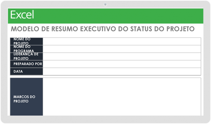 Modelo de resumo executivo de status do projeto