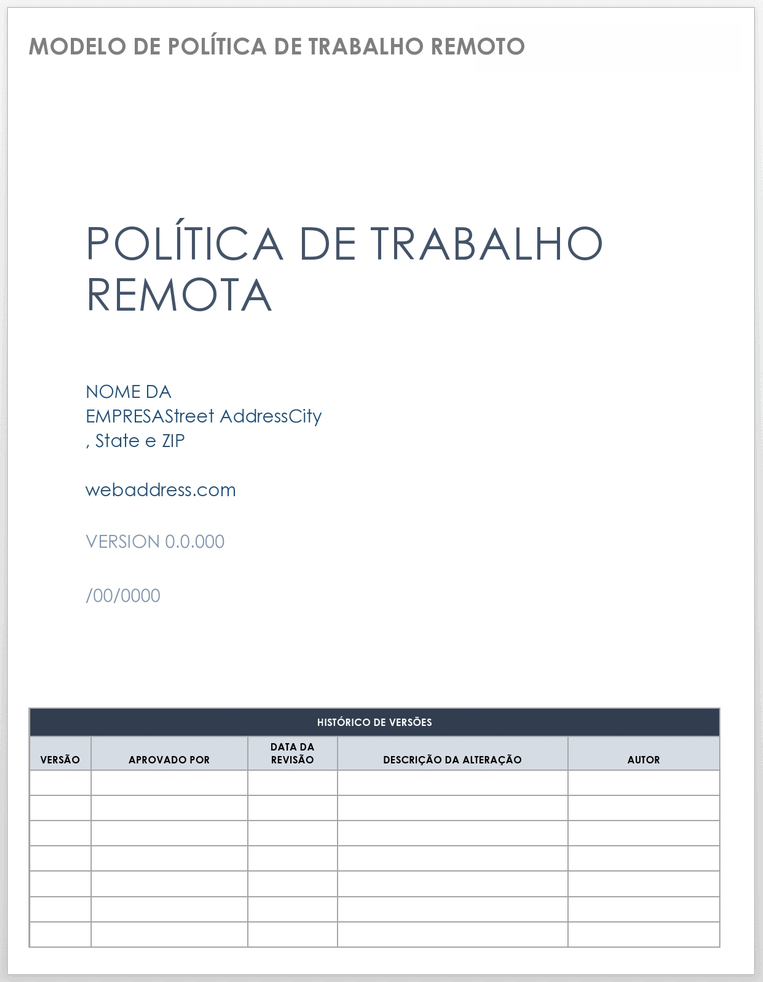  Modelo de política de trabalho remoto